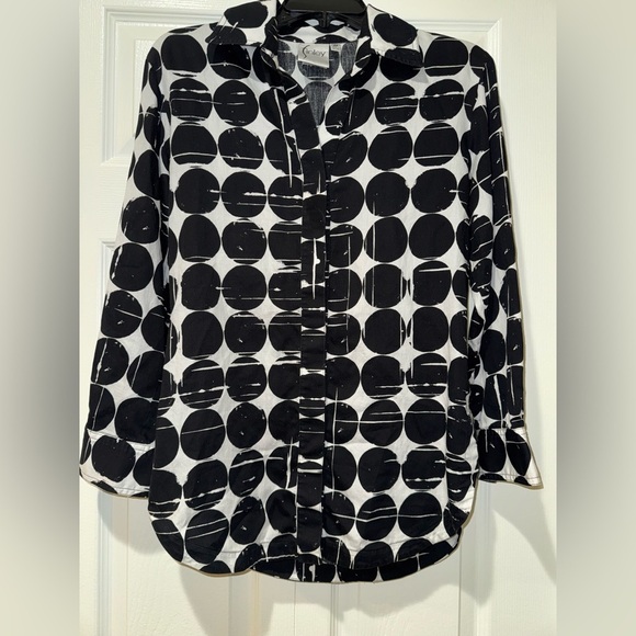 Finley poplin Polka Dot long sleeve tunic blouse Size XS  GUC - Picture 1 of 8